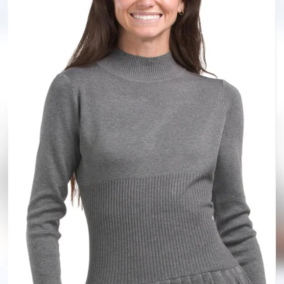 Taylor Heather Grey Mini Sweater Dress - Picture 4 of 11